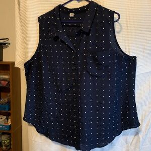 Old Navy Blue Sleeveless Button Down Shirt